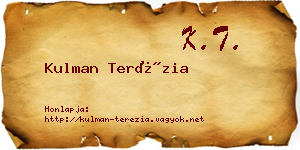 Kulman Terézia névjegykártya